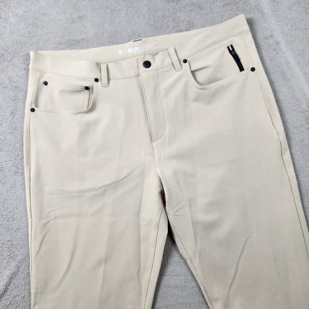 Fourlaps Traverse Slim Fit Pant Mens size 36x32 Beige Tan Tech Stretch - Picture 2 of 13